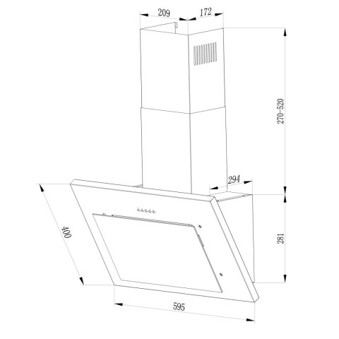 Okap kuchenny kominowy 60 cm Berdsen BT-215 czarny