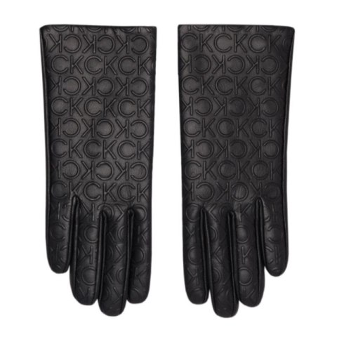 Rękawiczki Calvin Klein Re-lock Debossed Leather Gloves W K60K609975 M/L