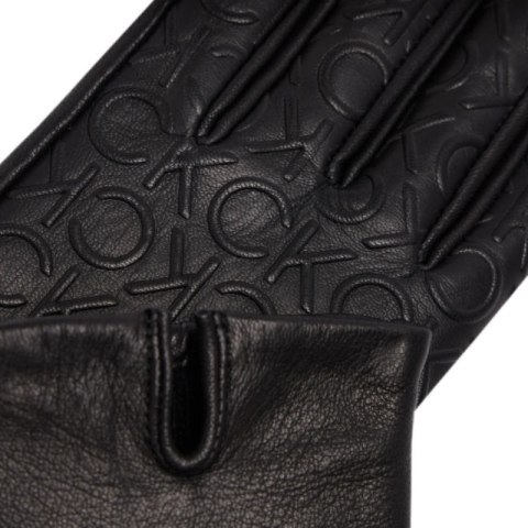 Rękawiczki Calvin Klein Re-lock Debossed Leather Gloves W K60K609975 S/M