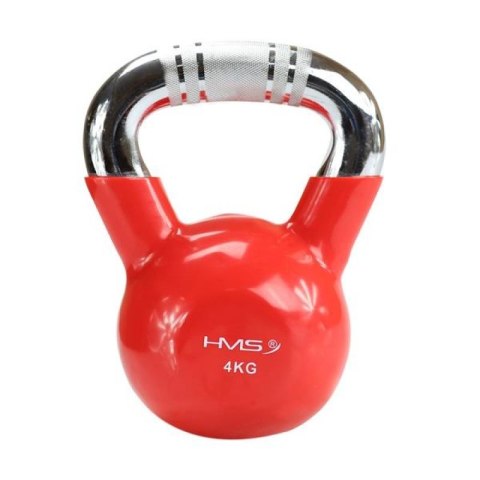 Kettlebell żeliwny uchwyt chrom radełkowany HMS KTC06 RED N/A