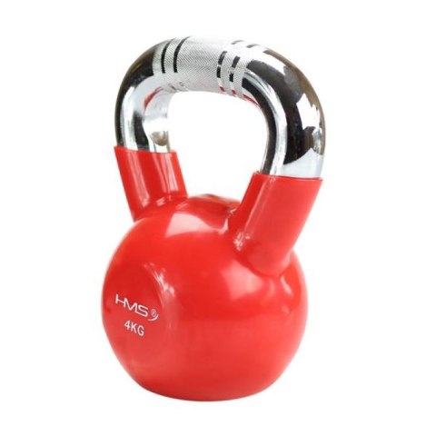 Kettlebell żeliwny uchwyt chrom radełkowany HMS KTC10 RED N/A