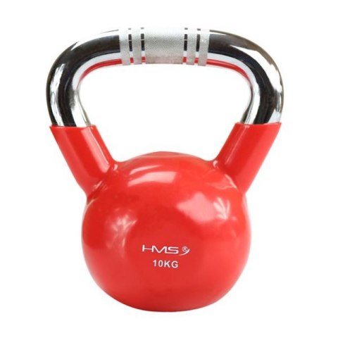 Kettlebell żeliwny uchwyt chrom radełkowany HMS KTC10 RED N/A