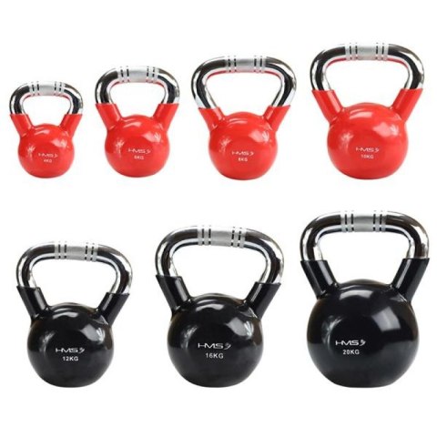 Kettlebell żeliwny uchwyt chrom radełkowany HMS KTC10 RED N/A