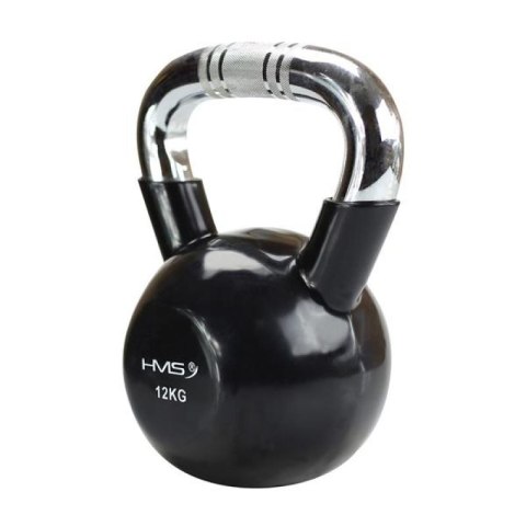 Kettlebell żeliwny uchwyt chrom radełkowany HMS KTC12 BLACK N/A